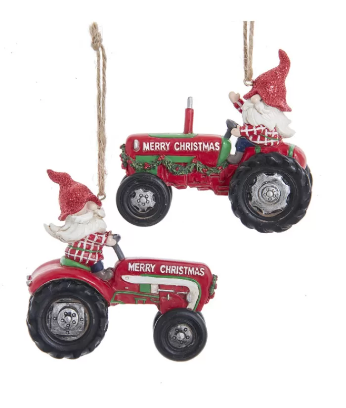 New Gnome Riding Tractor Ornament Gnomes & Elves