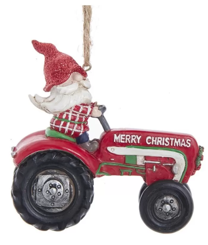 Boutique de Noël Farm House & Western*Gnome Riding Tractor Ornament