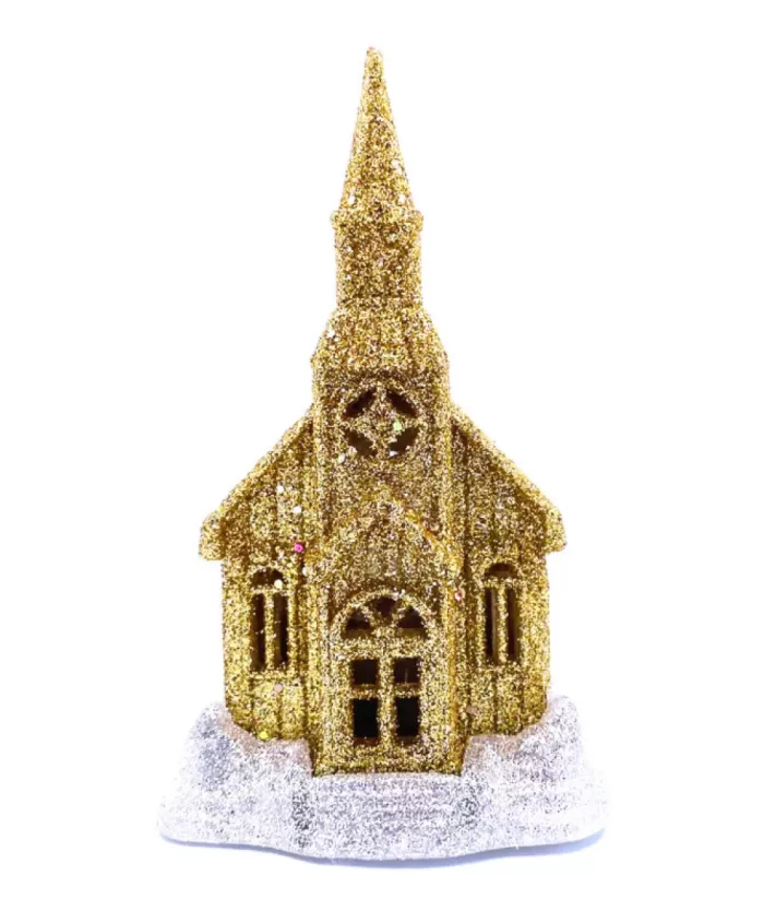 Boutique de Noël Christmas Classics*Gold And Silver Led Church Ornament