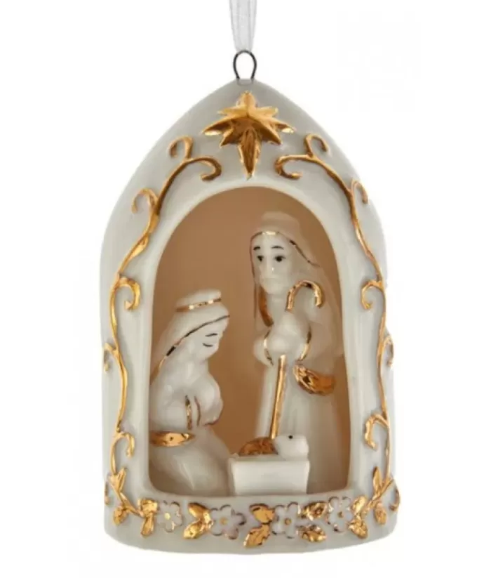 Boutique de Noël Religion*Gold And White Nativity Ornament