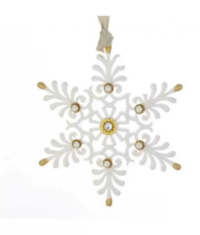 Boutique de Noël Winter Wonderland*Gold And White Snowflake With Pearls