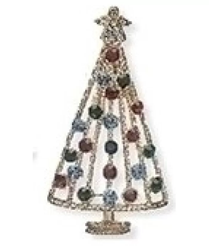 Fashion Gold Coloured Christmas Tree Brooch Jewelry