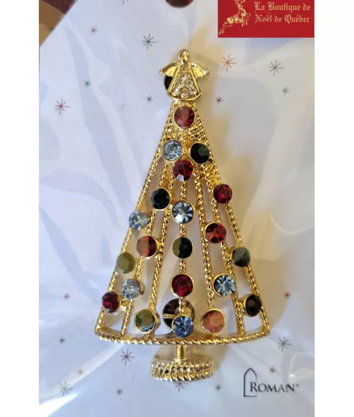 Fashion Gold Coloured Christmas Tree Brooch Jewelry