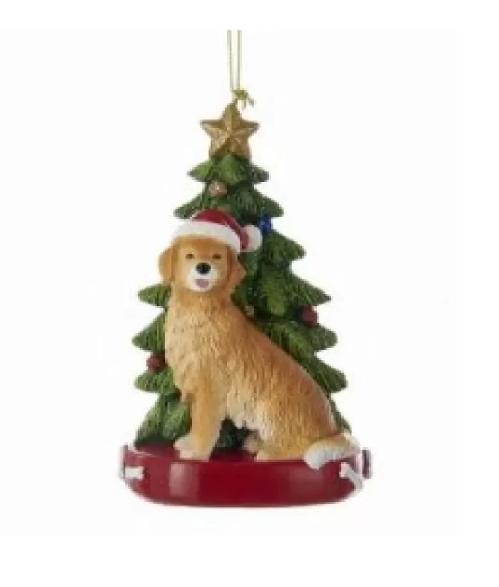 Fashion Golden Retriever Ornament With Christmas Tree Dogs