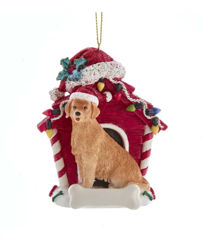 Clearance Golden Retriever Ornament With Doghouse Dogs