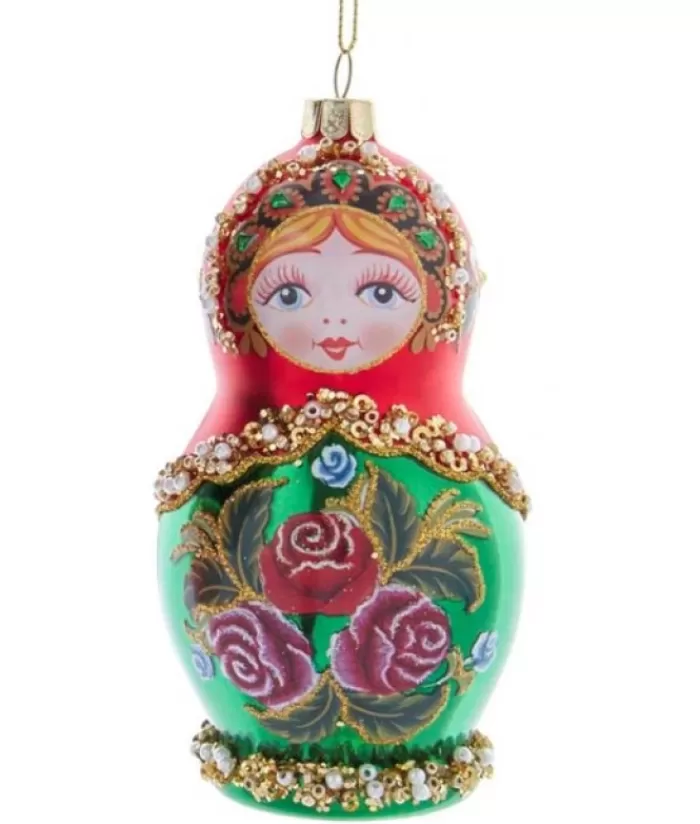 Fashion Green Russian Doll Glass Ornament Miscellaneous