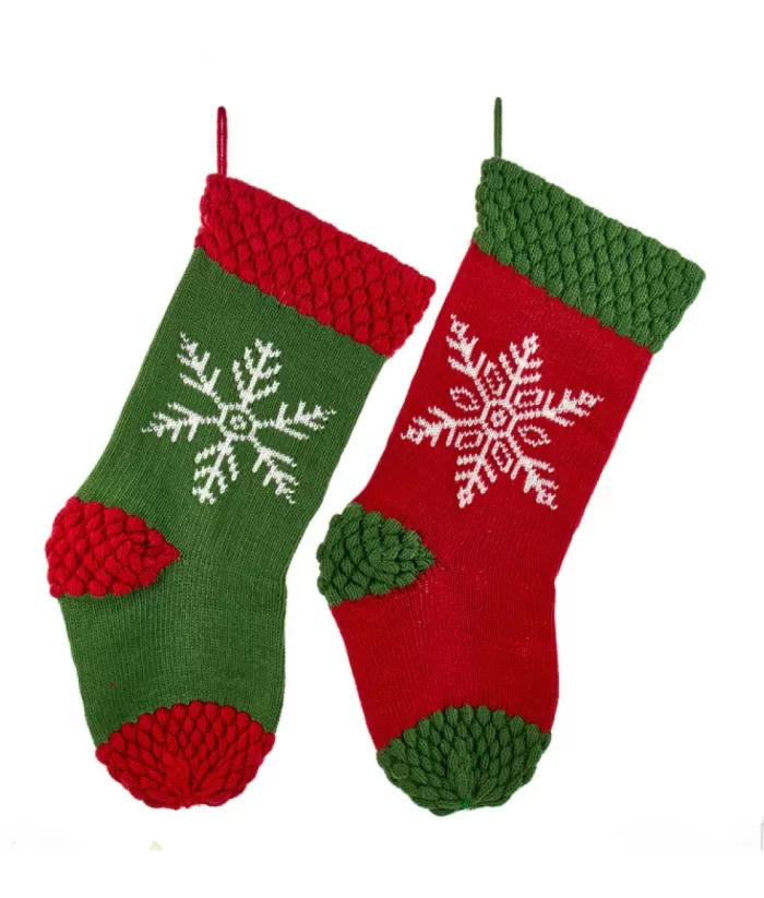 Boutique de Noël Stockings*Green Stocking With Snowflake