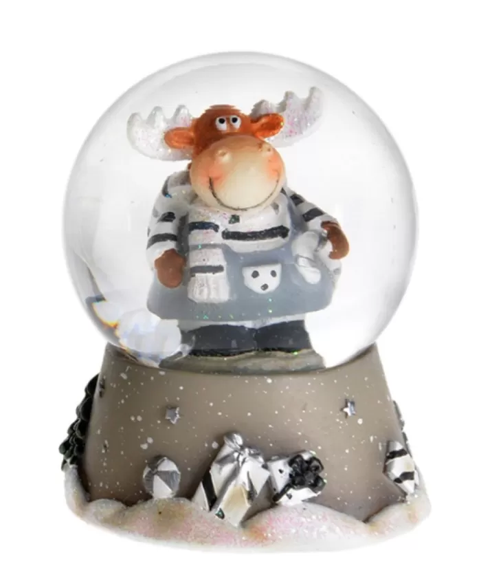 Boutique de Noël Snow Globes*Grey Snowglobe With Moose