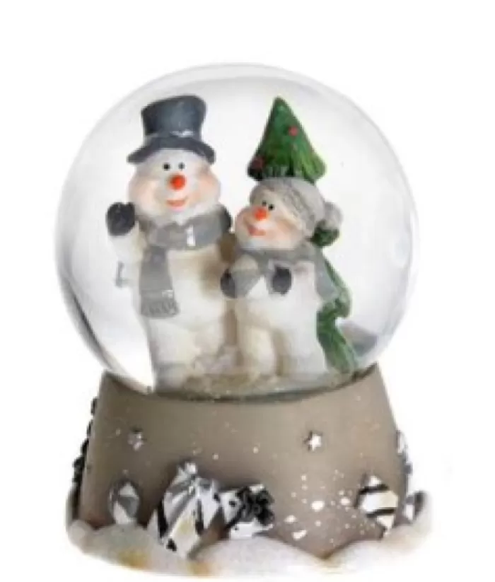 Boutique de Noël Snow Globes*Grey Snowglobe With Snowmen