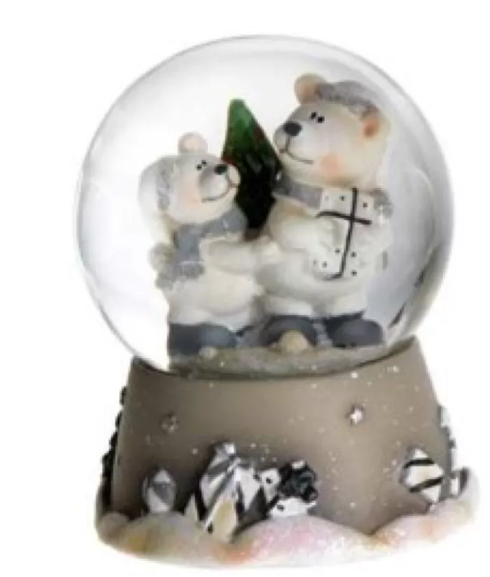 Boutique de Noël Snow Globes*Grey Snowglobe With White Bears