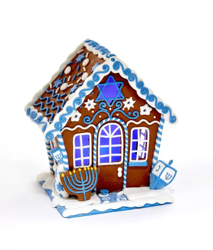 Boutique de Noël Ginger Bread Houses*Home Decoration, Hanukka Home, Measures 7 Inches, Led Illumination