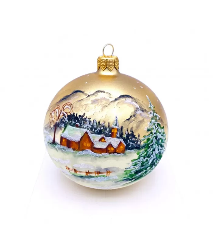 Boutique de Noël Importations From Poland*Houses In The Snow Glass Ornament