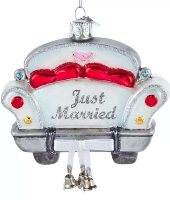 Online Just Married'' Car Shaped Glass Ornament Sweet Sentiments