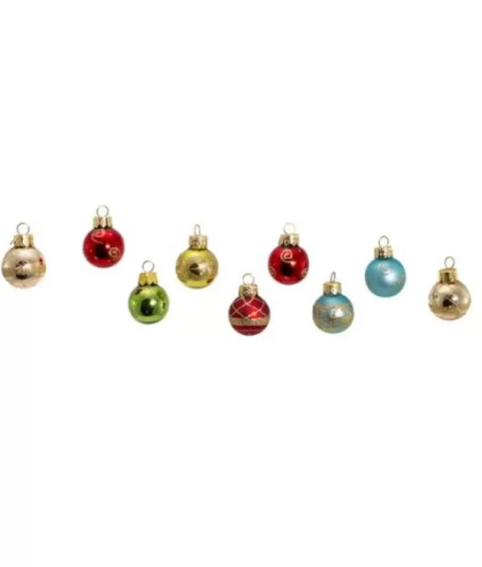 Boutique de Noël Christmas Classics*Mini Glass Ornaments, Varied Colours, 9 Per Box