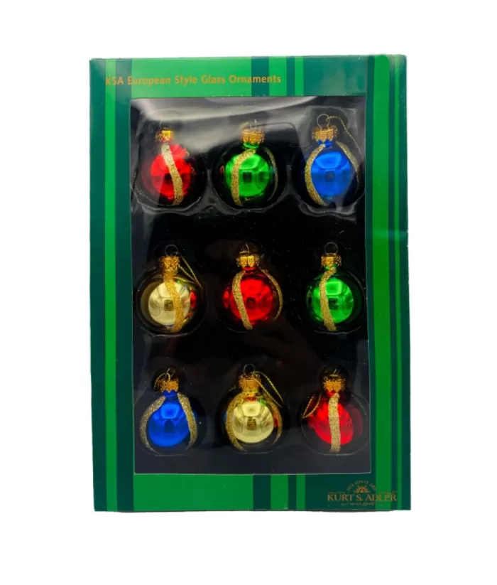 Boutique de Noël Glass Ball Boxes*Miniature Gold Glitter Swirled Glass Ball Ornaments