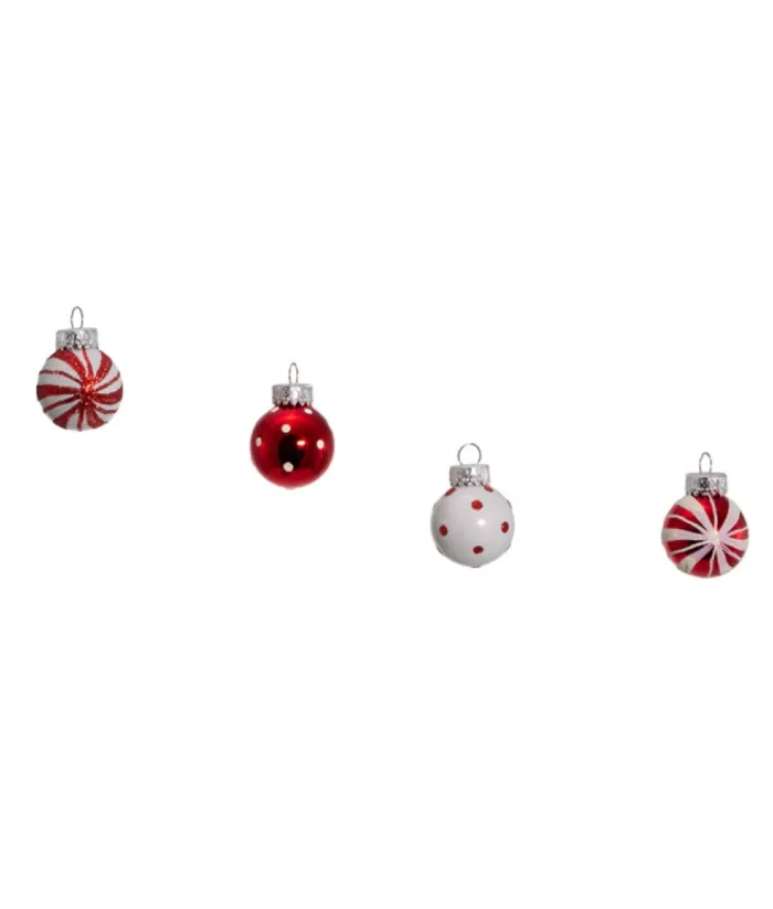 Boutique de Noël Christmas Classics*Miniature Red And White Glass Ball Ornaments