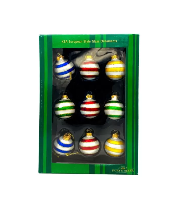 Boutique de Noël Christmas Classics*Miniature Striped Glass Ball Ornaments