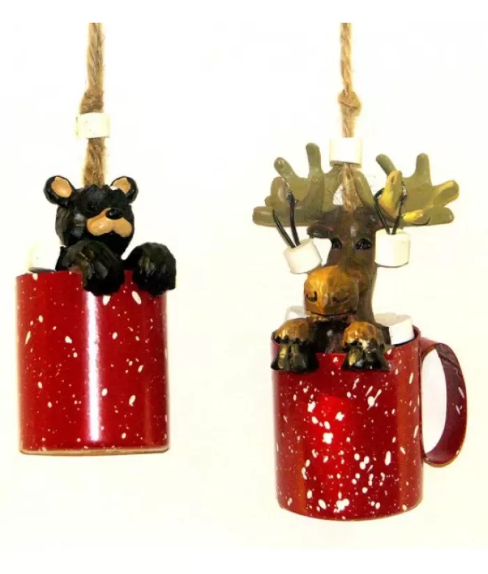 Online Moose In Red Mug Ornament Animals