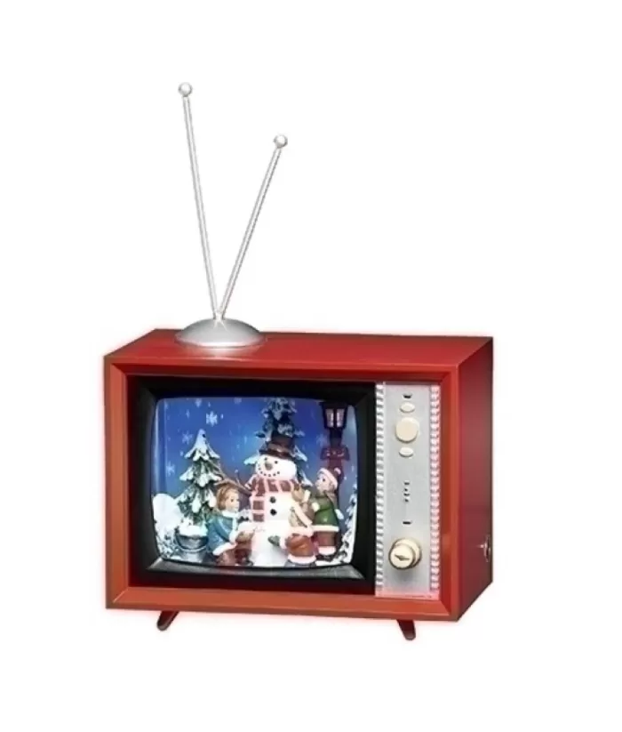 Boutique de Noël Animated And Musical Pieces*Muscial Table Piece, 5 Inch Tv, With Children And Snowman.