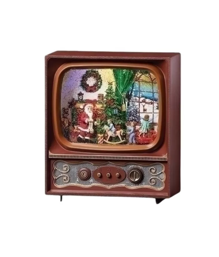 Boutique de Noël Animated And Musical Pieces*Musical Table Piece, Led Lit, Musical Swirl Tv, With Santa