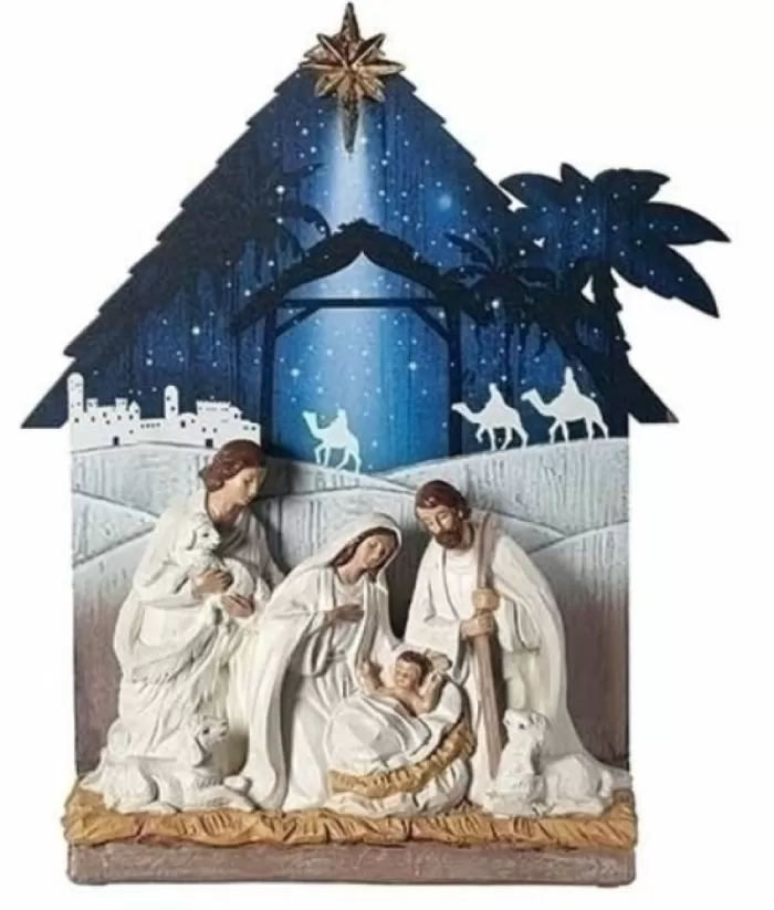 Boutique de Noël Religion*Nativity Scene With Night Sky Background, 13" Tall