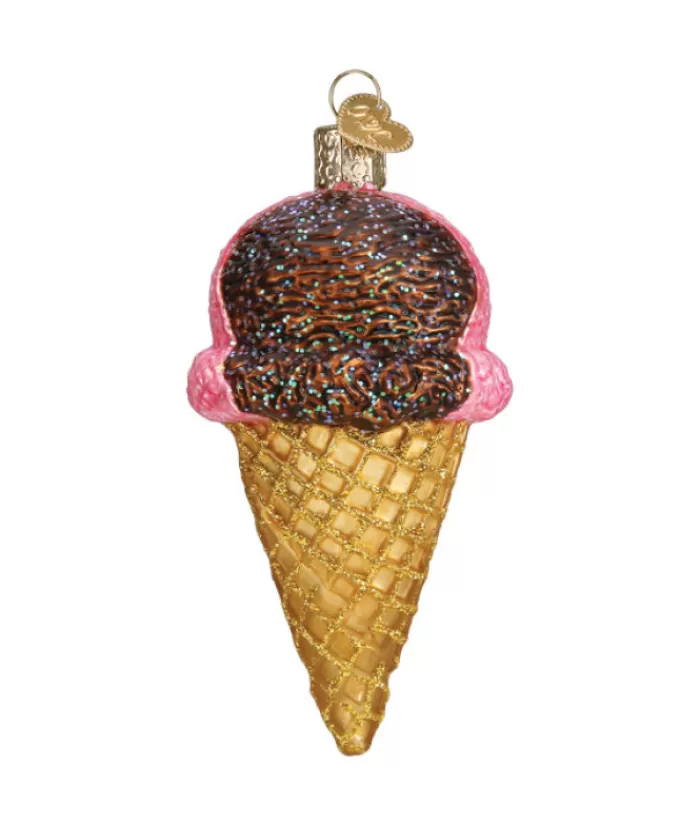 Best Neapolitan Ice Cream Cone Glass Ornament Foody & Drinks