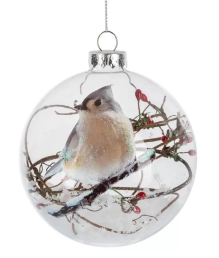 Boutique de Noël Enchanted Forest*Ornamant, Glass Ball, Tufted Titmouse