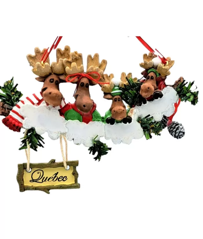 Boutique de Noël Enchanted Forest*Ornament, 4 Moose, With Pine Cones,