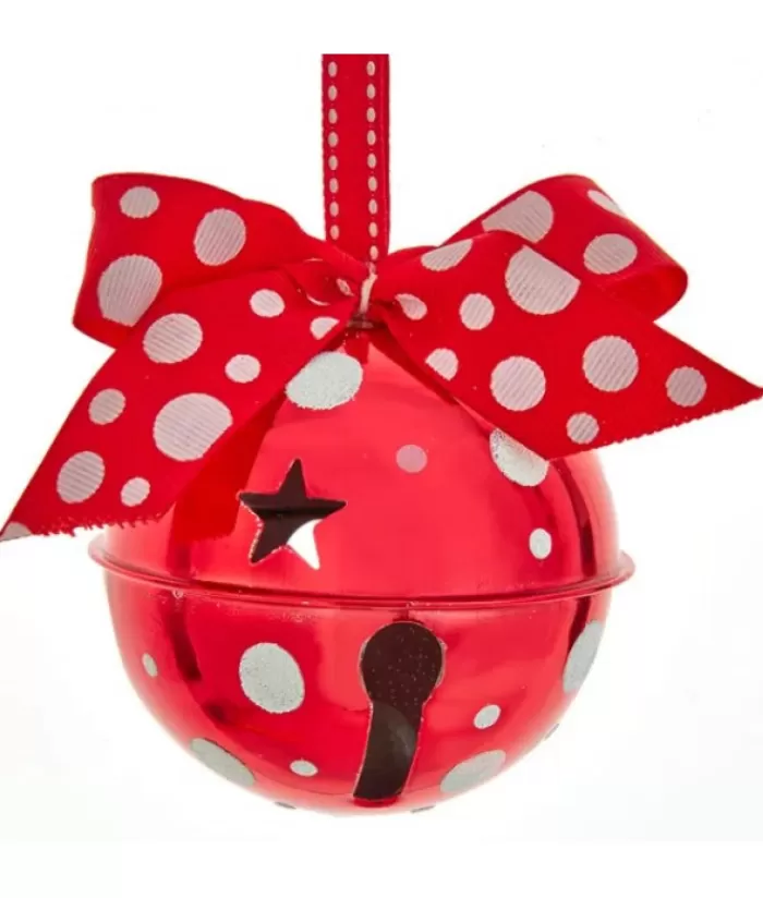 Outlet Ornament, 90Mm Red Bell With White Polka Dots Bells