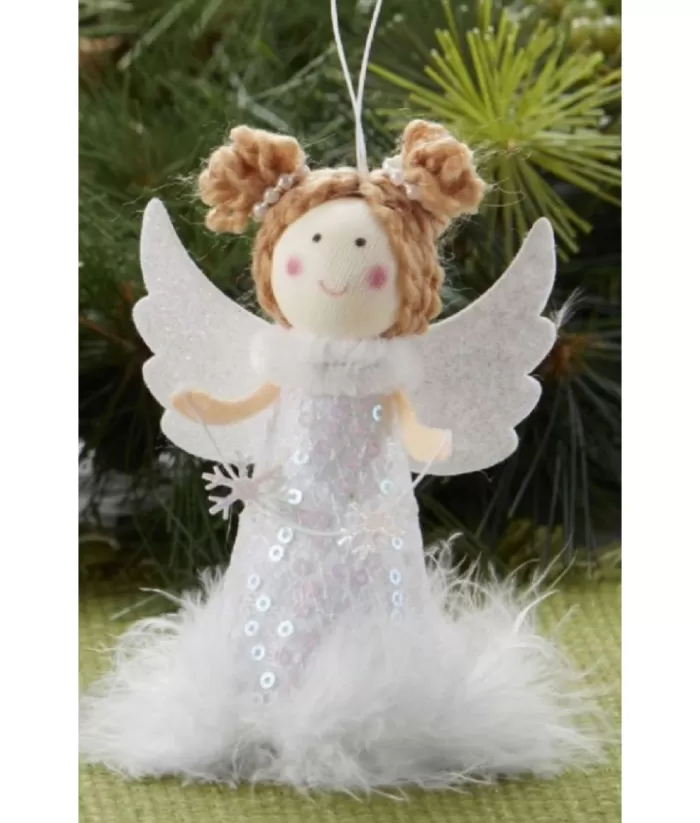 Boutique de Noël Winter Wonderland*Ornament, Angel With Snowflake, Feather Trimmed Gown