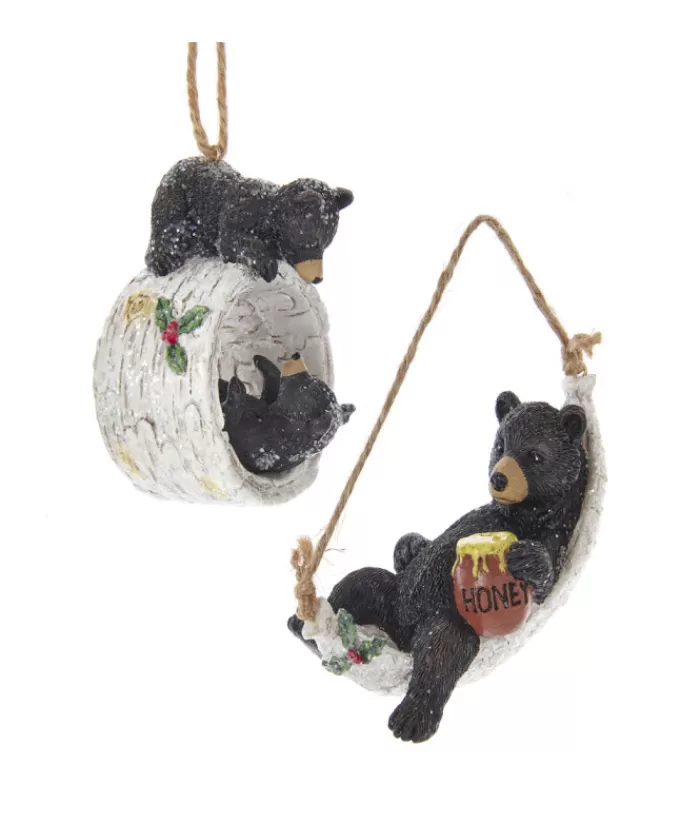 Clearance Ornament, Bear Cubs Playing On Birch Trunk The Bears