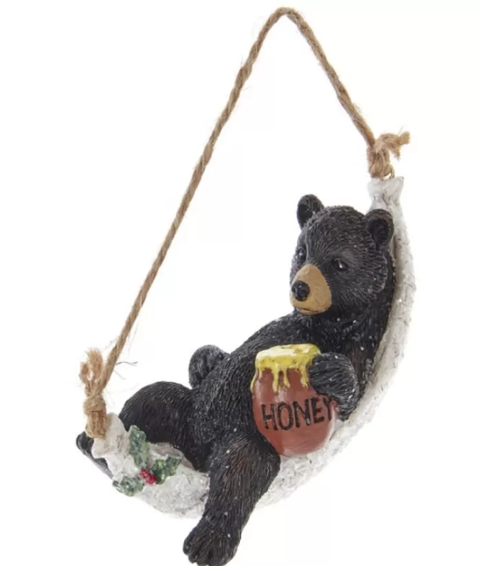 Boutique de Noël Enchanted Forest*Ornament, Bear On Birch Branch With Honey.