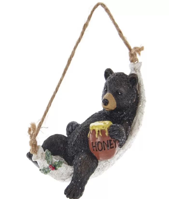 New Ornament, Bear On Birch Branch With Honey. Animals