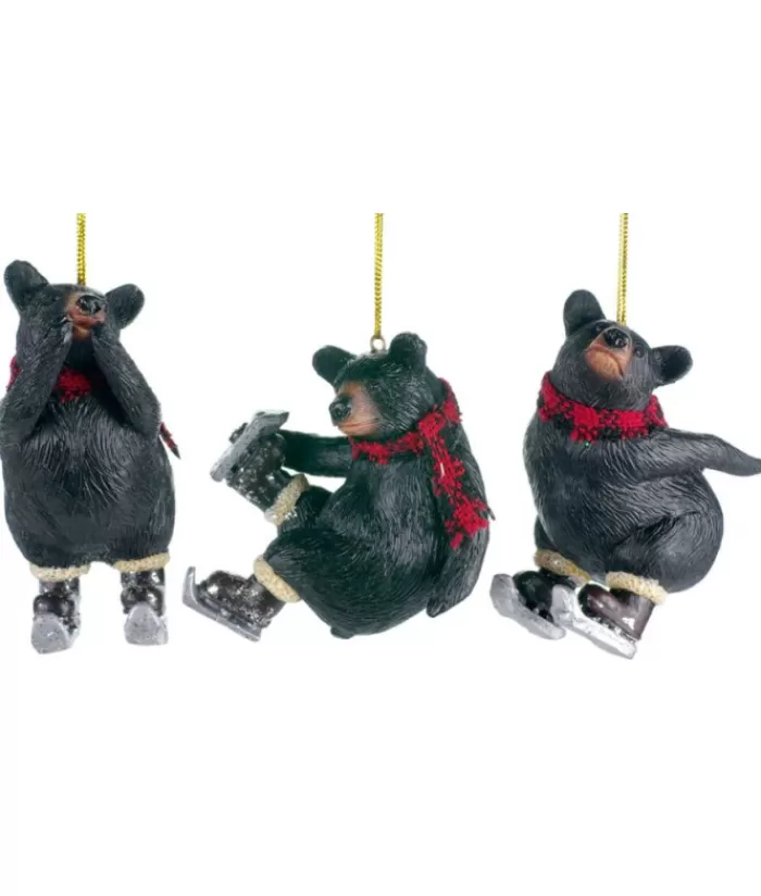 Clearance Ornament, Black Bear On Skates The Bears