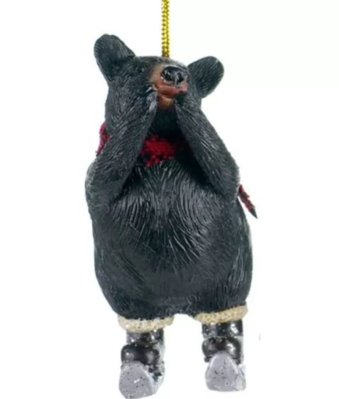 Boutique de Noël Enchanted Forest*Ornament, Black Bear On Skates