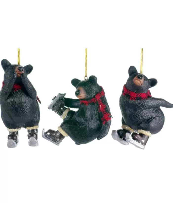 Boutique de Noël Enchanted Forest*Ornament, Black Bear On Skates