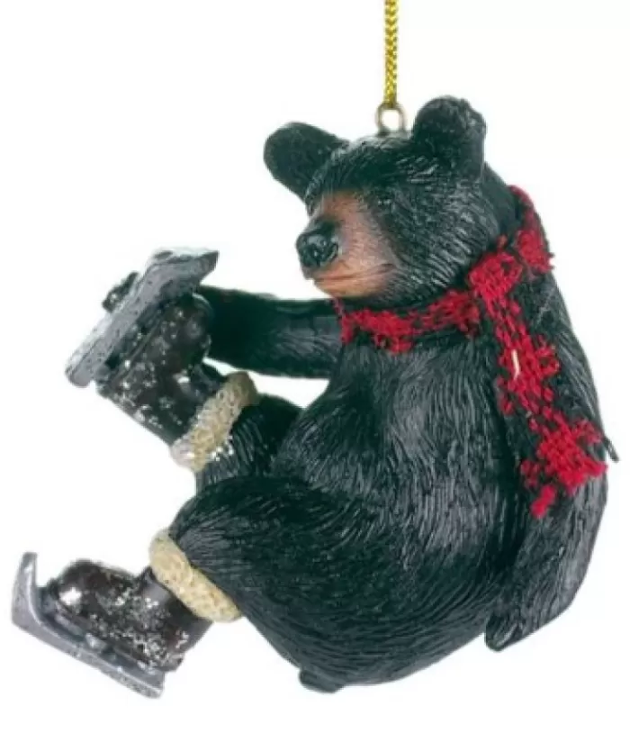 Clearance Ornament, Black Bear On Skates The Bears