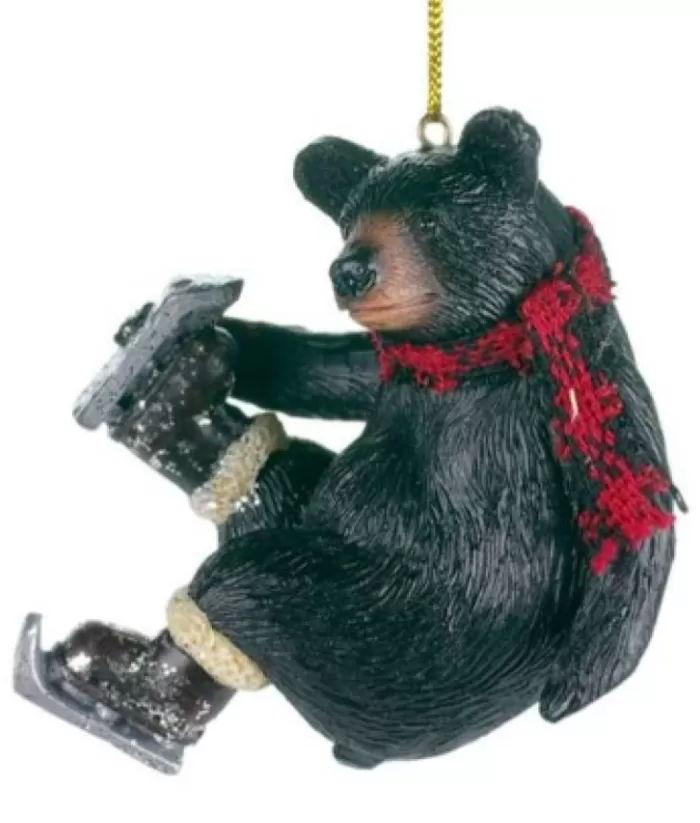 Boutique de Noël Enchanted Forest*Ornament, Black Bear On Skates