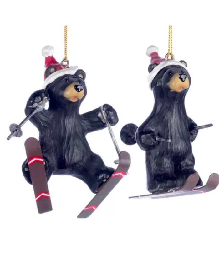 Boutique de Noël Enchanted Forest*Ornament, Black Bear On Skis