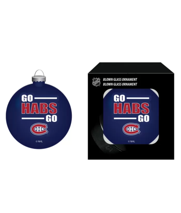 Boutique de Noël Miscellaneous*Ornament, Blown Glass, Nhl/Montreal Habs "Go Habs Go"