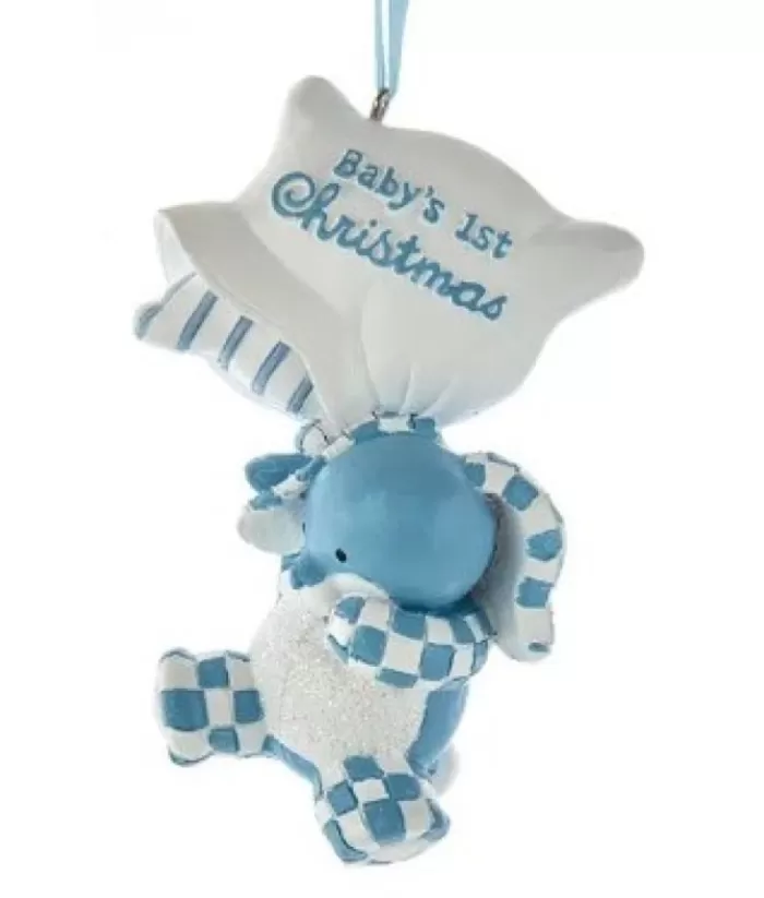 Boutique de Noël Family & Friends*Ornament, Blue Baby Bunny. "Baby'S First Christmas"