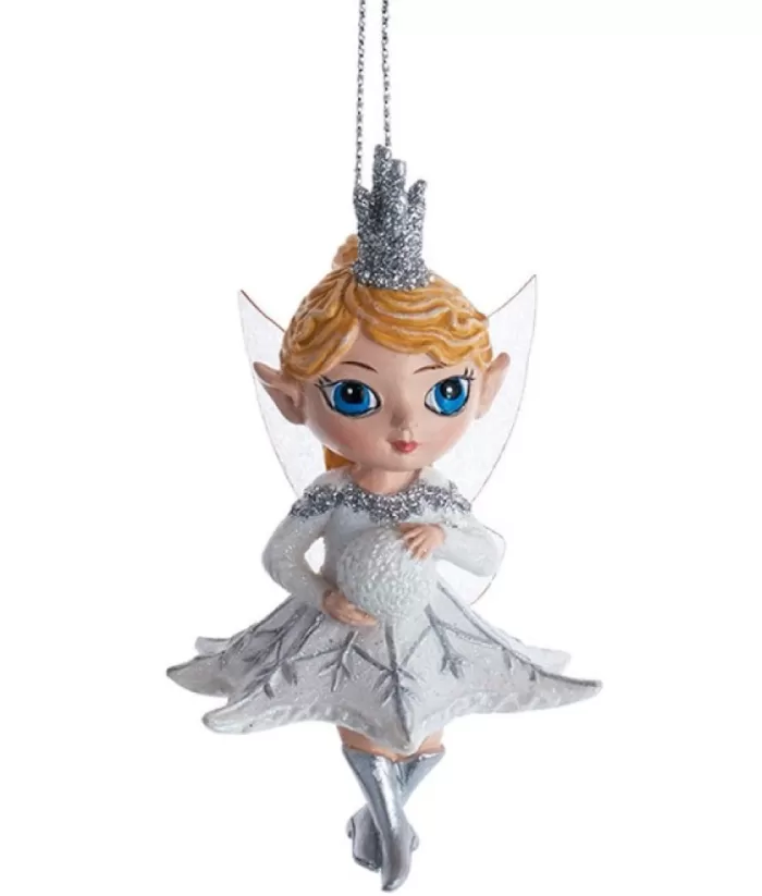 Boutique de Noël Winter Wonderland*Ornament, Blue Eyed Elvish Child, With Snowball