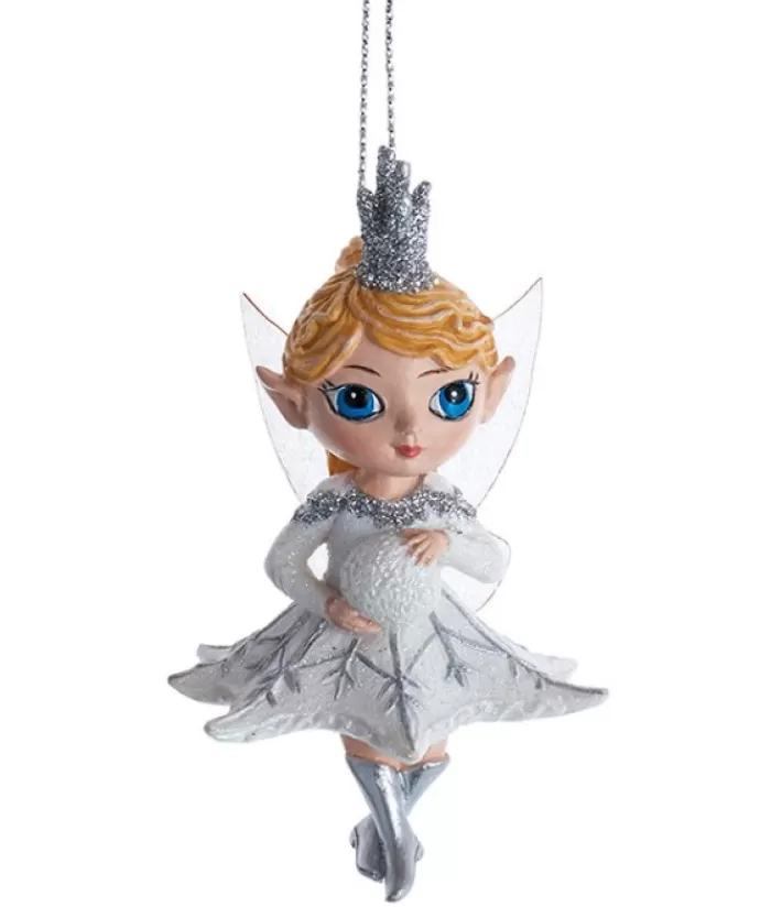 Discount Ornament, Blue Eyed Elvish Child, With Snowball Gnomes & Elves