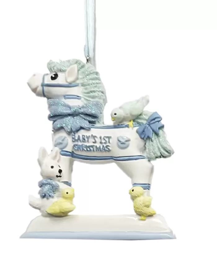 Fashion Ornament, Blue Toy Horse. "Baby'S First Christmas" Chambre D'Enfant