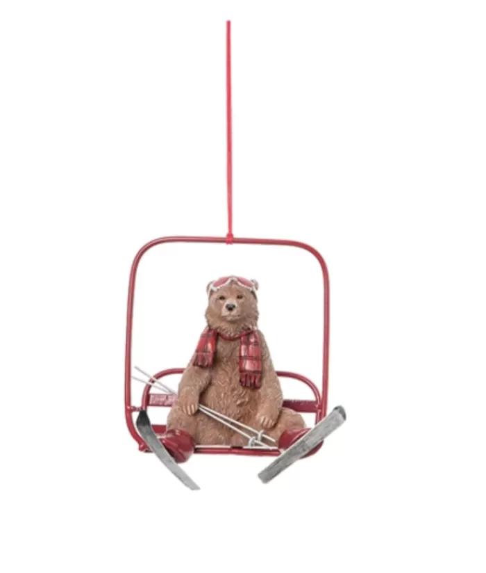 Store Ornament, Brown Bear On Ski-Lift Hobbies & Professions