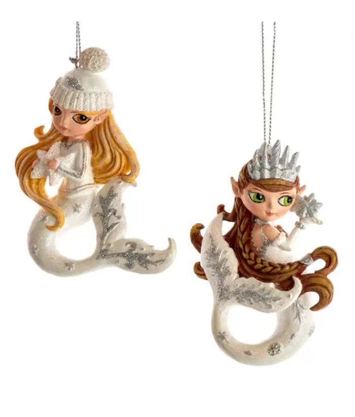 Boutique de Noël Under The Sea*Ornament, Brown Haired Mermaid, With Silver Spangling