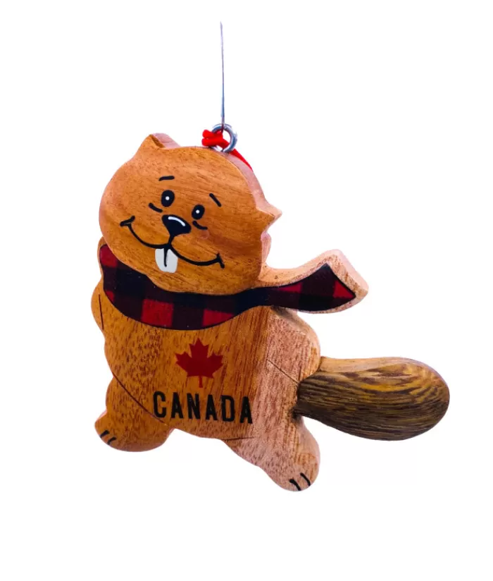 Best Ornament, Canada Souvenir, Beaver With Scarf. Made Of Wood Animals