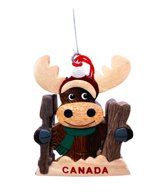 Best Ornament, Canada Souvenir, Moose With Skis Animals