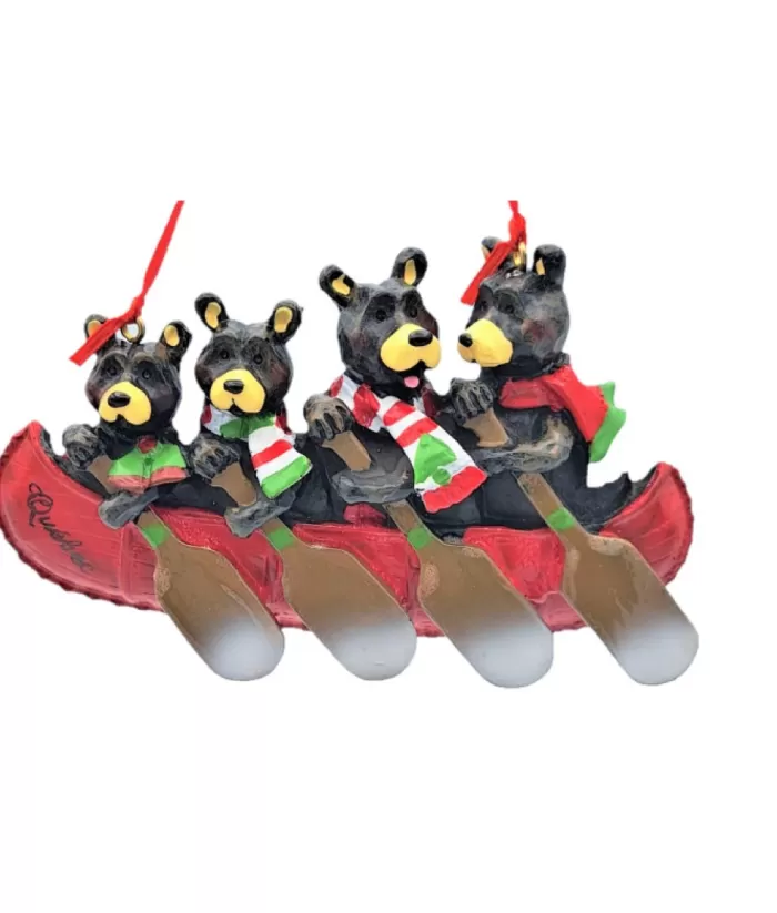 Boutique de Noël Enchanted Forest*Ornament, Canoe With Family Of 4 Bears