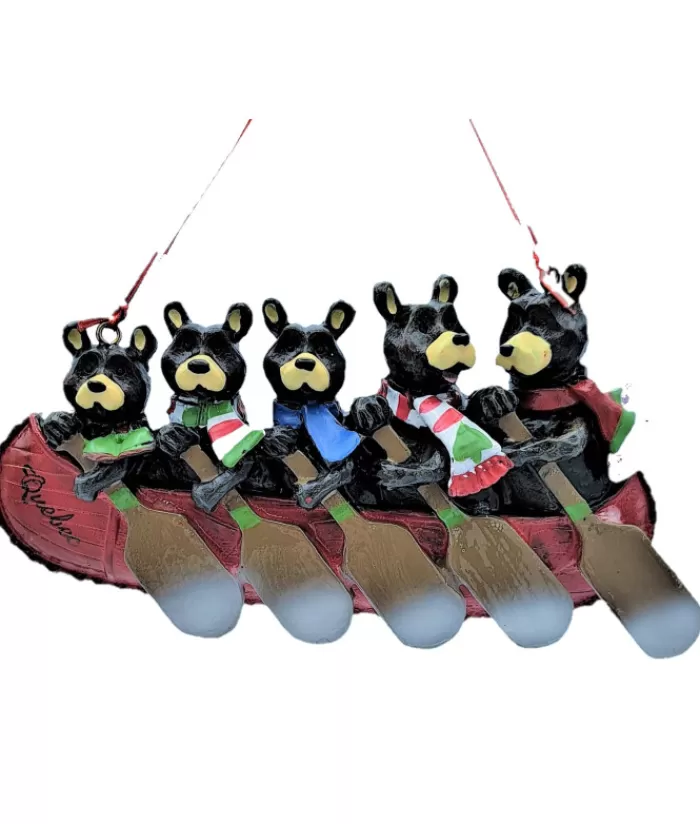 Flash Sale Ornament, Canoe With Family Of 5 Bears The Bears